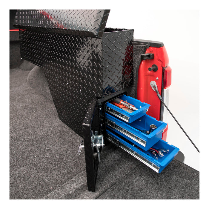 UWS FW-48-DS-P-BLK Gloss Black Aluminum 48in. Passenger Wheel Well Tool Box (LTL Shipping Only) - Truck Part Superstore