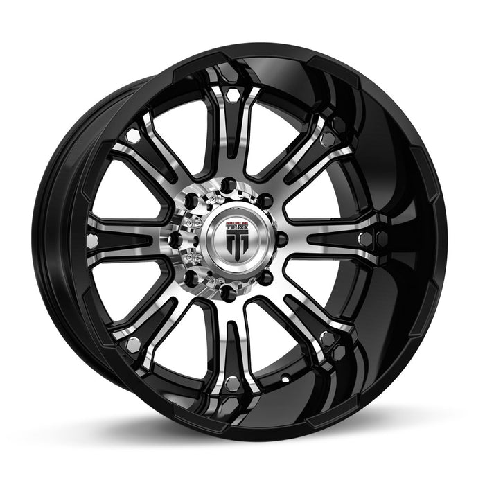 AMERICAN TRUXX AT154-2270M-44 AT154 BOMB BLACK/MILLED 20X12 8-170 -44mm 125.2mm - Truck Part Superstore