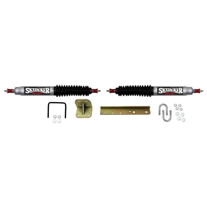 Skyjacker 9200 Steering Stabilizer Dual Kit Silver w/Black Boots 55-58 Jeep Willys 59-60 Jeep CJ6 59-60 Jeep CJ5 66-75 Jeep CJ6 66-83 Jeep CJ5 66 Jeep CJ3 76-86 Jeep CJ7 81-85 Jeep Scrambler 87-95 Jeep Wrangler Skyjacker - Truck Part Superstore
