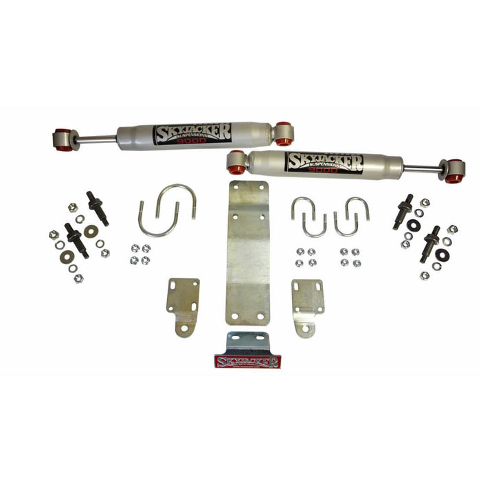 Skyjacker 9204 Steering Stabilizer Dual Kit Incl. 9000 Steering Dampners Brackets Hardware For Use w/OEM Diameter Tie Rod Assembly Silver Skyjacker - Truck Part Superstore