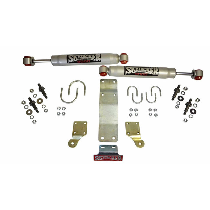 Skyjacker 9206 Steering Stabilizer Dual Kit Incl. 9000 Steering Dampners Brackets Hardware For Use w/HD Tie Rod Assembly PN JK717TR Or Other Tie Rod Using 1.75 Inch OD Silver Skyjacker - Truck Part Superstore