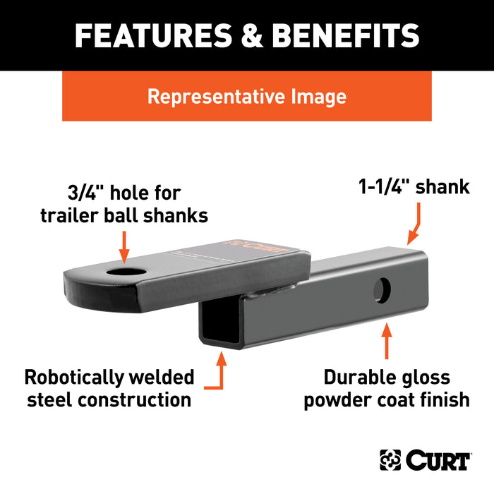 CURT 45018 Class 1 Ball Mount (1-1/4in. Shank; 2;000 lbs.; 1-1/4in. Drop; 6-3/4in. Long) - Truck Part Superstore