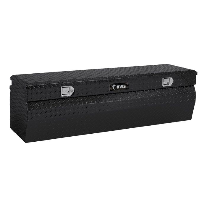 UWS TBC-55-W-BLK Gloss Black Aluminum 55in. Wedge Utility Chest Box (LTL Shipping Only) - Truck Part Superstore