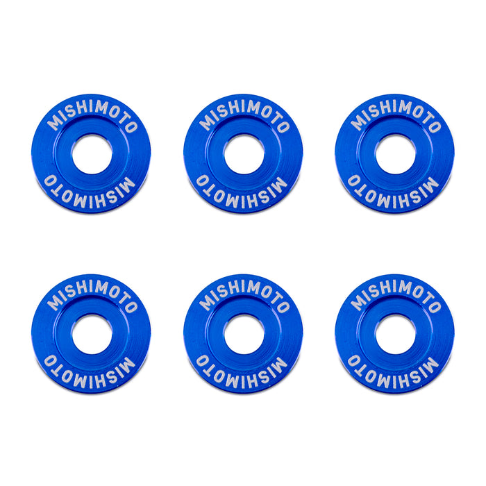 Mishimoto MMFW-LG-6BL Mishimoto M6 X 1.0 Fender Washer and Bolt Kit, 20mm OD, 6 pcs, Blue - Truck Part Superstore