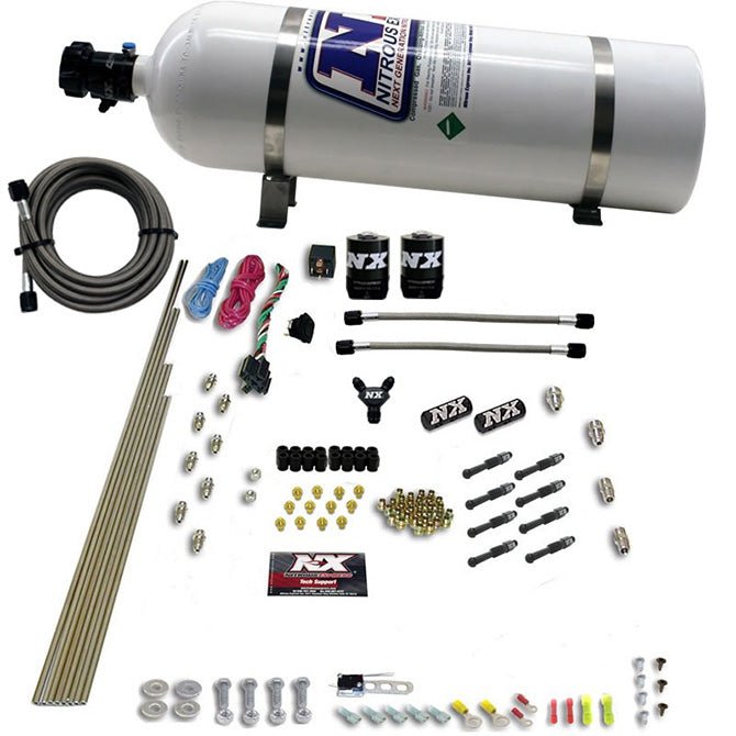 Nitrous Express 93006-15 8 CYL DRY DIRECT PORT; 2 SOLENOIDS; WITH 15LB BOTTLE (200-600HP JETTING) - Truck Part Superstore