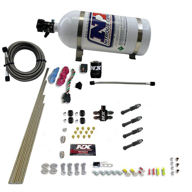 Nitrous Express 93046-10 DRY DIRECT PORT NITROUS SYSTEM. 4 CYLINDER W/10LB BOTTLE - Truck Part Superstore