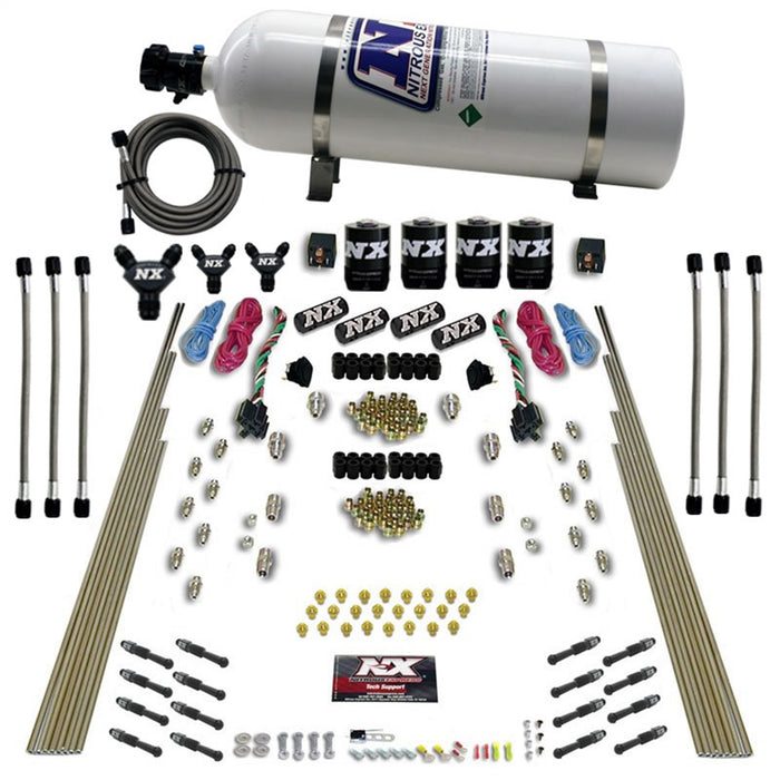 Nitrous Express 93106-15 8 CYL DRY DIRECT PORT; DUAL STAGE; 4 SOLENOIDS; (200-600HP) WITH 15LB BOTTLE - Truck Part Superstore