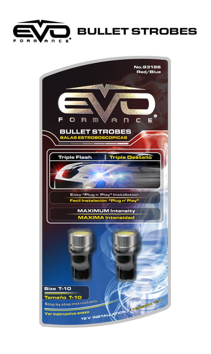 Cipa USA 93196 EVO Formance Bullet Strobe; 1 Watt; T-10; Red/Blue; - Truck Part Superstore