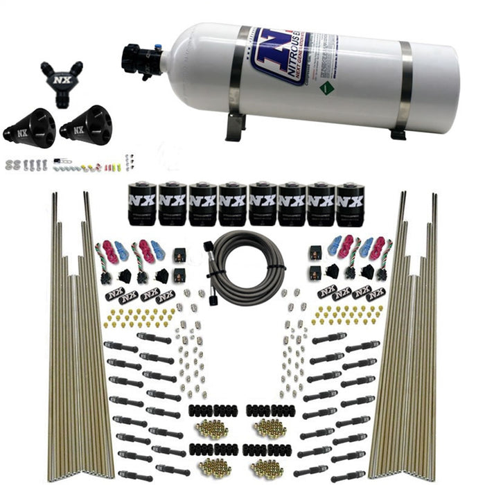 Nitrous Express 93306-15 8 CYL DRY DIRECT PORT; FOUR STAGE; 8 SOLENOIDS; WITH 15LB BOTTLE (200-600HP) - Truck Part Superstore