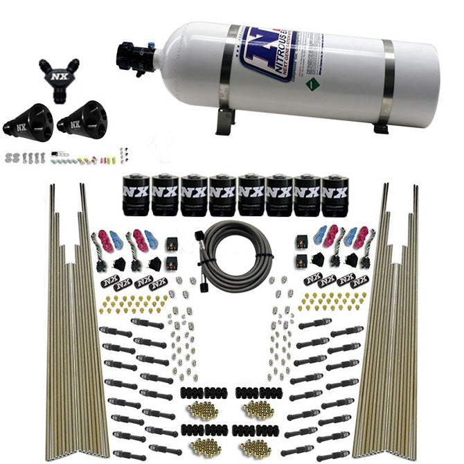 Nitrous Express 93306-15 8 CYL DRY DIRECT PORT; FOUR STAGE; 8 SOLENOIDS; WITH 15LB BOTTLE (200-600HP) - Truck Part Superstore
