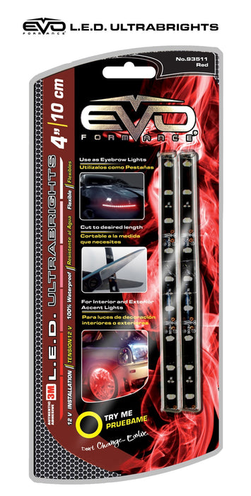 Cipa USA 93511 EVO Formance LED Ultrabrights Universal Light Strip; 4 in.; Red; - Truck Part Superstore