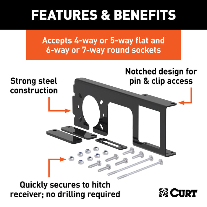 CURT 58000 Easy-Mount Wiring Bracket for 4 or 5-Flat/6 or 7-Round (2in. Receiver) - Truck Part Superstore