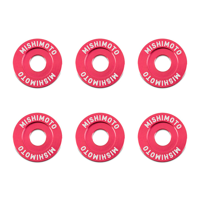 Mishimoto MMFW-LG-6RD Mishimoto M6 X 1.0 Fender Washer and Bolt Kit, 20mm OD, 6 pcs, Red - Truck Part Superstore