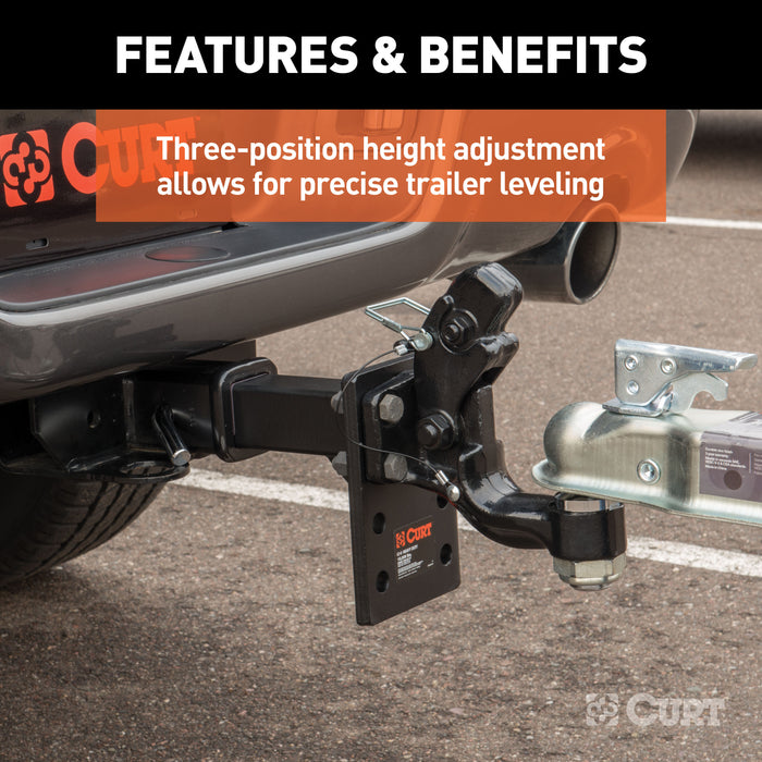 CURT 48328 Adjustable Pintle Mount (2in. Shank; 15;000 lbs.; 7in. High; 6in. Long) - Truck Part Superstore