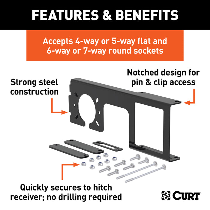 CURT 58003 Easy-Mount Wiring Bracket for 4 or 5-Flat/6 or 7-Round (2-1/2in. Receiver) - Truck Part Superstore