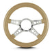 Lokar 95209 Lecarra Mark 9 GT Steering Wheel; Tan; Polished Spokes; 14 in. Thick Grip; - Truck Part Superstore