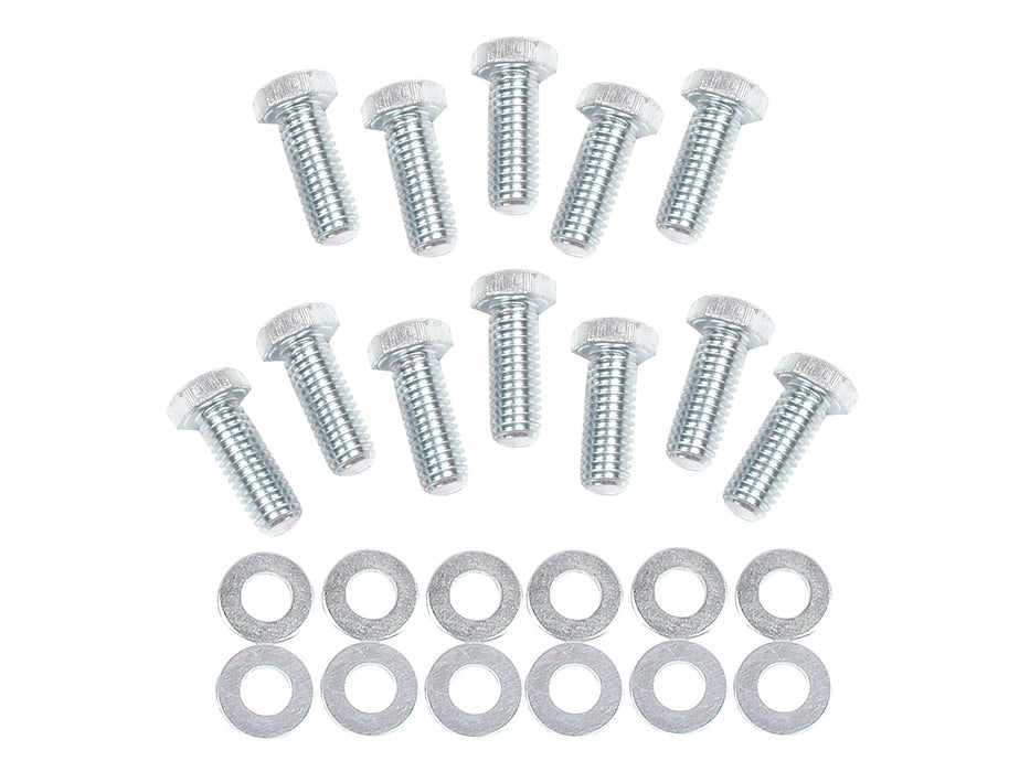 Mr Gasket 955G Intake Manifold Bolts; Grade 5; 3/8 in. -16 x 1 in.; 12 pc. w/Flat Washers; - Truck Part Superstore