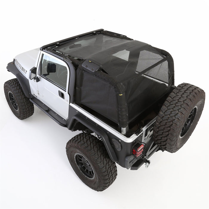 Smittybilt 95601 Cloak Extended Mesh Top 97-06 Wrangler TJ Sides/Rear Black Mesh Smittybilt - Truck Part Superstore
