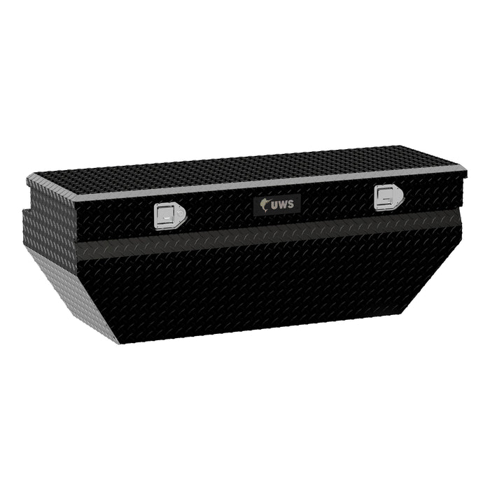 UWS TBC-55-WN-BLK Gloss Black Aluminum 55in. Wedged Angled Utility Chest Box (LTL Shipping Only) - Truck Part Superstore