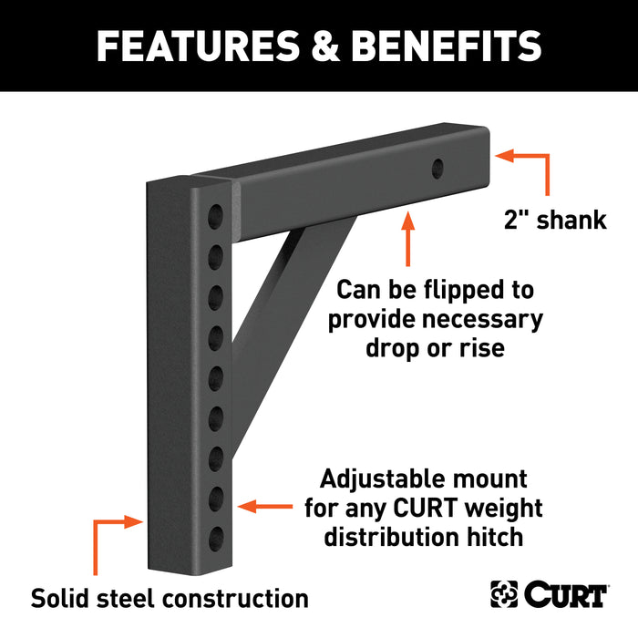 CURT 17121 Weight Distribution Shank (2in. Shank; 6in. Drop; 10-1/4in. Rise) - Truck Part Superstore