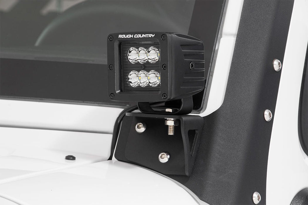 Rough Country 70133BL 2 Inch Square Cree LED Lights Pair Black Series, Flood Beam Rough Country - Truck Part Superstore