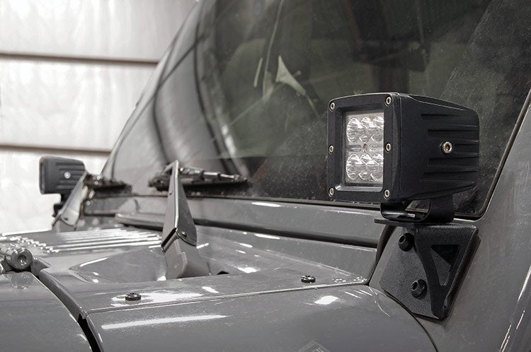 Rough Country 70044 Jeep Lower Windshield Light Mounts 07-18 Wrangler JK For Rough Country 70903, 70903BL, 70804 Rough Country - Truck Part Superstore