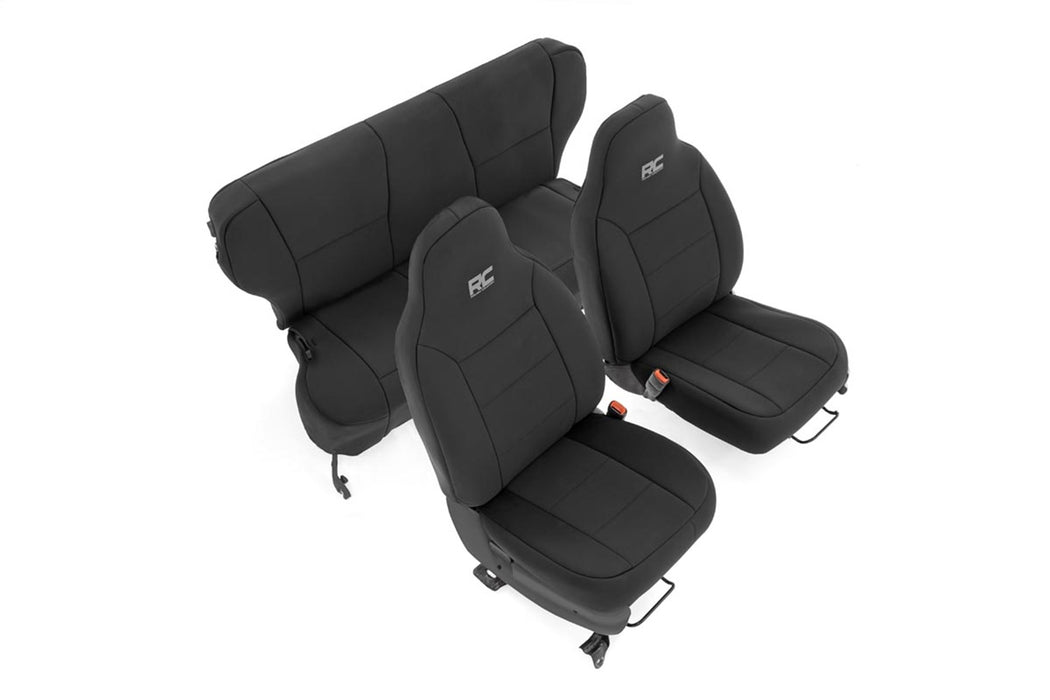 Rough Country 91022 Jeep Neoprene Seat Cover Set Black 97-01 XJ w/Non-Detachable Headrest Rough Country - Truck Part Superstore