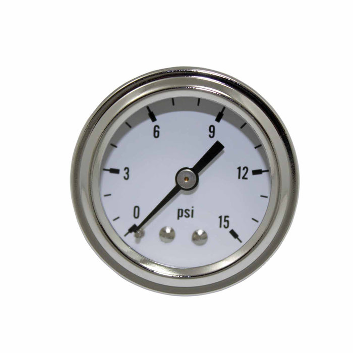 SpeedFx 9715 1-1/2 In Dia Full Sweep Mechanical 0-15 PSI Analog Display White Face/ Chrome Be - Truck Part Superstore