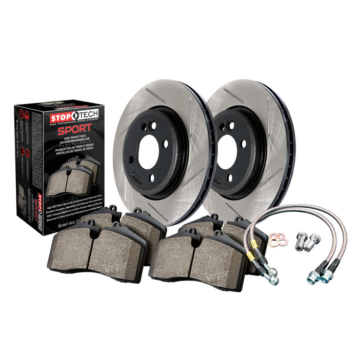 StopTech 977.34011F StopTech Sport Axle Pack; Slotted Rotor; Front Brake Kit with Brake lines - Truck Part Superstore