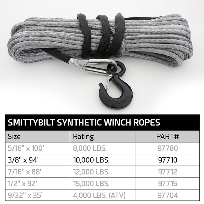 Smittybilt 97710 XRC Synthetic Rope 10,000 Lb 1/17 Inch X 94Ft Smittybilt - Truck Part Superstore