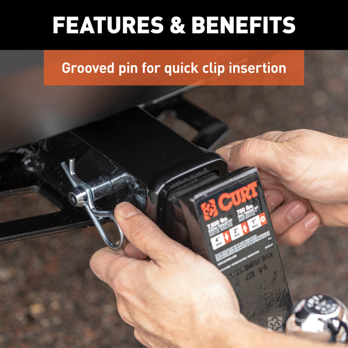 CURT 21505 5/8in. Hitch Pin with Groove (2in. Receiver; Zinc; Packaged) - Truck Part Superstore
