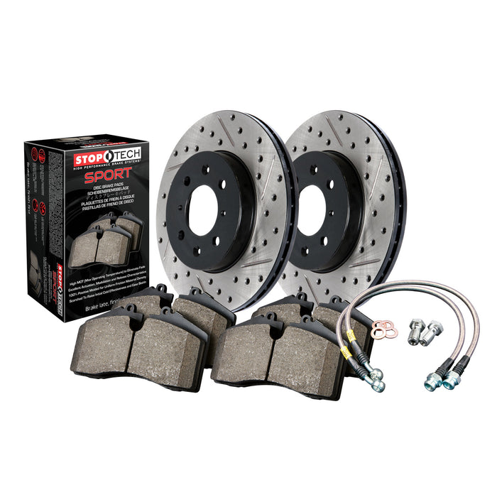 StopTech 978.51002R StopTech Sport Axle Pack; Slotted and Drilled; Rear Brake Kit with Brake lines - Truck Part Superstore