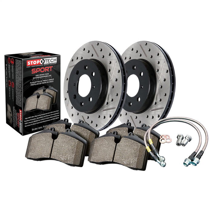 StopTech 978.35031R StopTech Sport Axle Pack; Slotted and Drilled; Rear Brake Kit with Brake lines - Truck Part Superstore