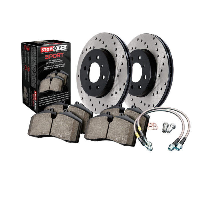 StopTech 979.58003R StopTech Sport Axle Pack; Drilled Rotor; Rear Brake Kit with Brake lines - Truck Part Superstore