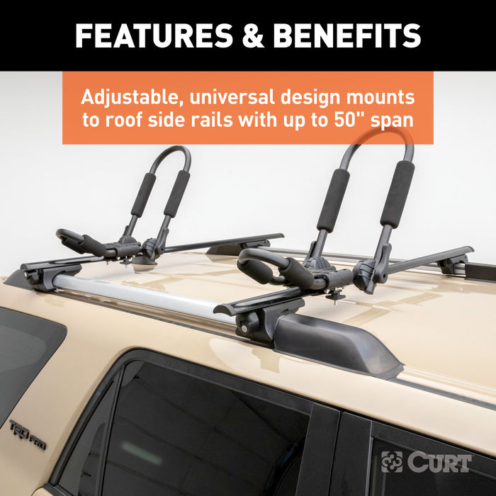CURT 18118 CURT 18118 Universal 53-3/8-Inch Black Aluminum Roof Rack Cross Bars; 2-Pack - Truck Part Superstore