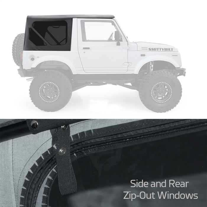 Smittybilt 98515 Soft Top 86-94 Suzuki Samurai OEM Replacement W/Zip Out Windows Black Smittybilt - Truck Part Superstore