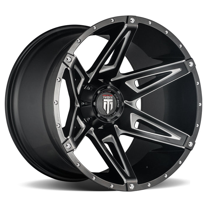 AMERICAN TRUXX AT1902-8981BM-12 AT1902 KUTZ BLACK/MACHINED 18X9 8-165.1 -12mm 125.2mm - Truck Part Superstore