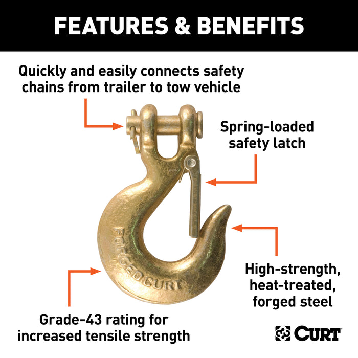 CURT 81550 5/16in. Safety Latch Clevis Hook (14;000 lbs; 5/16in. Pin) - Truck Part Superstore
