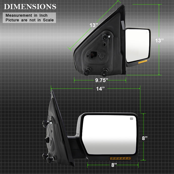 Spyder Auto 9935329 XTune Door Mirror; Right; w/LED Signal; Power Heated; OE; Amber; - Truck Part Superstore