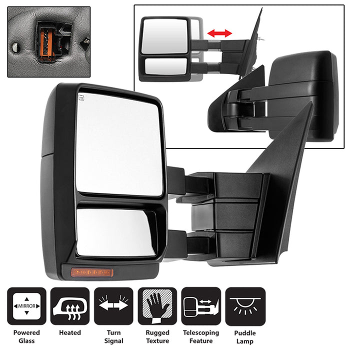 Spyder Auto 9935381 Power Heated LED Signal Telescoping Mirrors; Left; Amber; - Truck Part Superstore