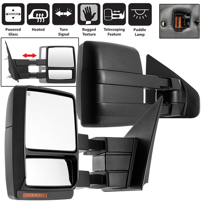 Spyder Auto 9936791 Power Heated LED Signal Telescoping Mirrors; Set; Amber; - Truck Part Superstore