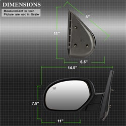 Spyder Auto 9938658 XTune Door Mirror; LH(Driver) Side; Power Heated; Shiny Black; - Truck Part Superstore