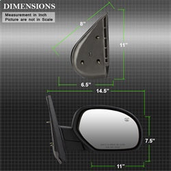 Spyder Auto 9938665 XTune Door Mirror; RH(Passenger) Side; Power Heated; Shiny Black; - Truck Part Superstore