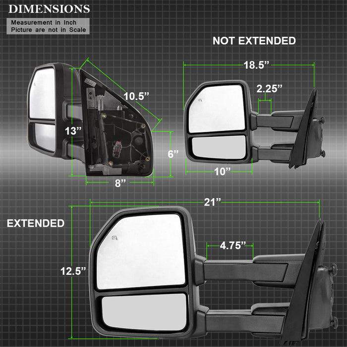 Spyder Auto 9943058 Power Heated Telescoping Mirrors; Set; - Truck Part Superstore