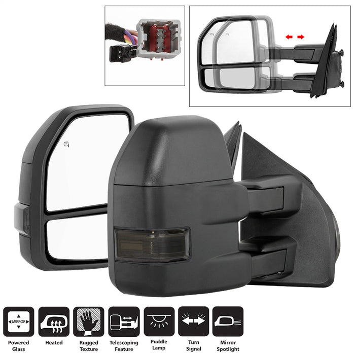 Spyder Auto 9943065 Power Heated LED Signal Telescoping Mirrors; Set; Smoke; - Truck Part Superstore