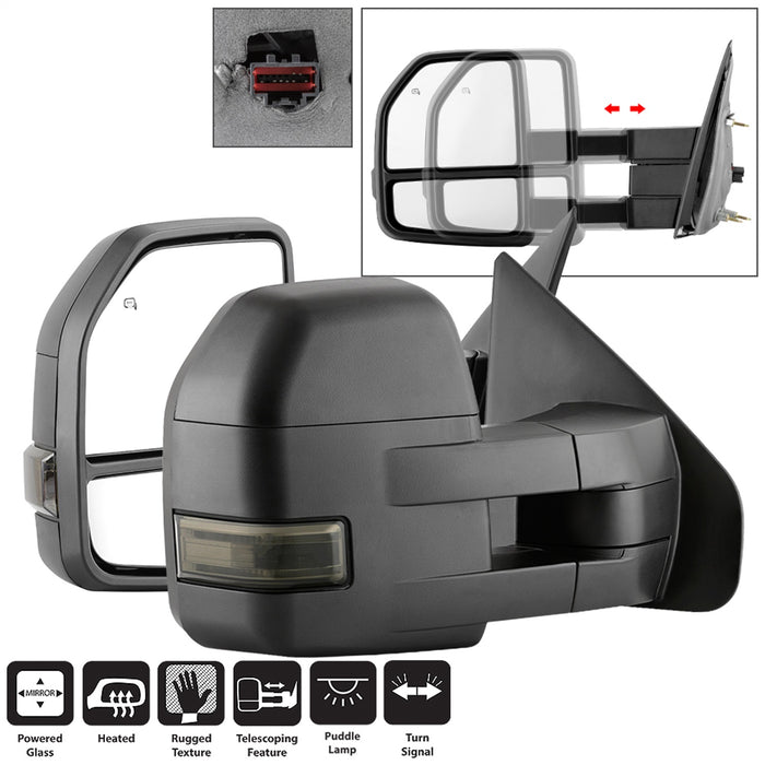 Spyder Auto 9943089 Power Heated LED Signal Telescoping Mirrors; Set; Smoke; - Truck Part Superstore
