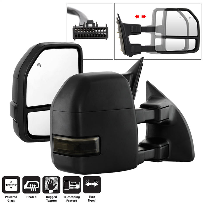 Spyder Auto 9943096 Power Heated LED Signal Telescoping Mirrors; Set; Smoke; Adjustable; - Truck Part Superstore