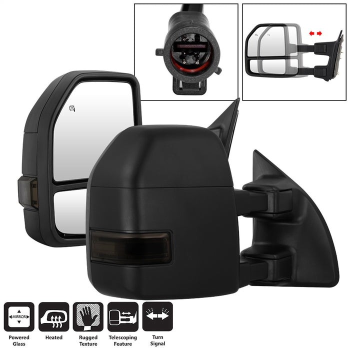 Spyder Auto 9943102 Power Heated LED Signal Telescoping Mirrors; Set; Smoke; - Truck Part Superstore