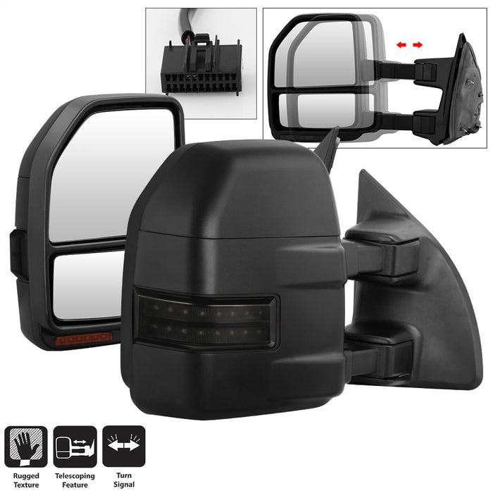 Spyder Auto 9943119 Manual Sequential LED Signal Telescoping Mirrors; Set; Smoke; - Truck Part Superstore