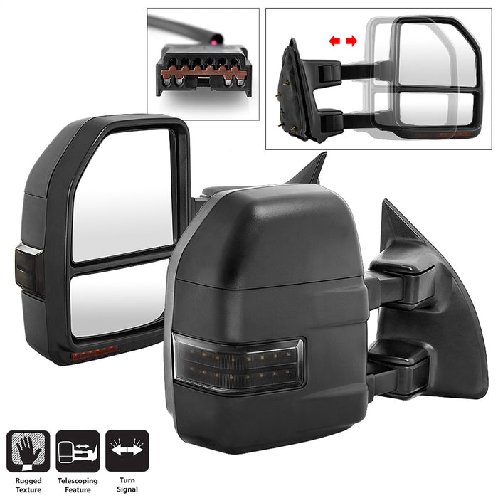 Spyder Auto 9943140 Manual Sequential LED Signal Telescoping Mirrors; Set; Smoke; - Truck Part Superstore